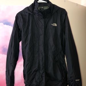 Black North Face hooded rain jacket